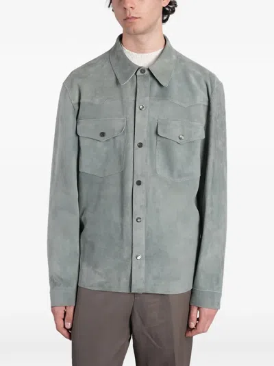 Salvatore Santoro Suede Western-style Shirt Jacket In Green