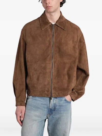 Salvatore Santoro Suede Zip-up Jacket In Brown