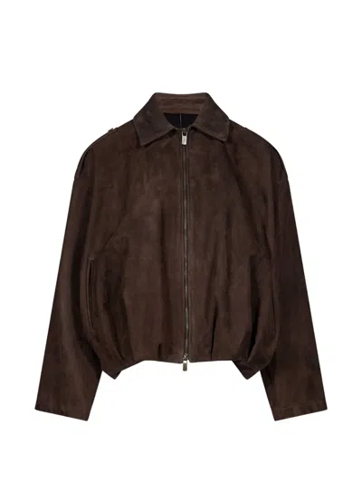 Salvatore Santoro Suede Zip-up Jacket In Brown