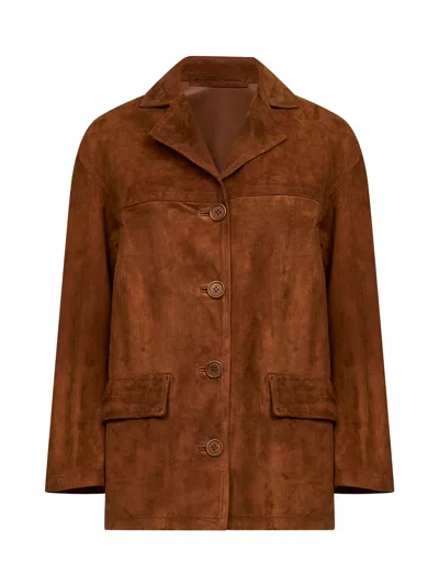 Salvatore Santoro Tobacco Suede Blazer Jacket In Brown