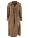 Salvatore Santoro Mid-length Beige Ovine Leather Wrap Coat In Beige