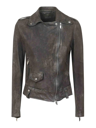 Salvatore Santoro Vintage Leather Biker Jacket In Black