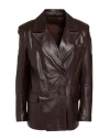 Salvatore Santoro Woman Blazer Dark Brown Size 8 Leather