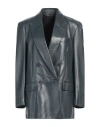 Salvatore Santoro Woman Blazer Lead Size 6 Ovine Leather In Grey