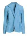 Salvatore Santoro Woman Blazer Light Blue Size 6 Ovine Leather In Blue