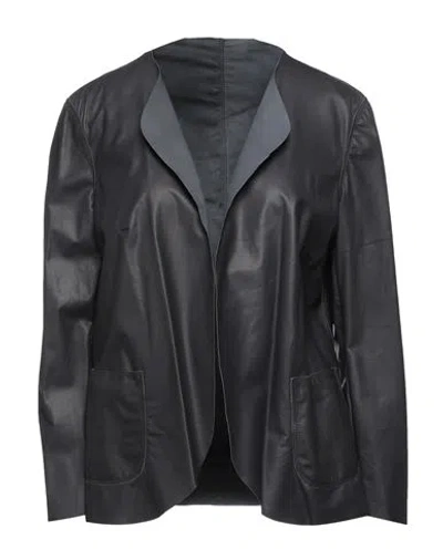 Salvatore Santoro Woman Suit Jacket Midnight Blue Size 8 Ovine Leather