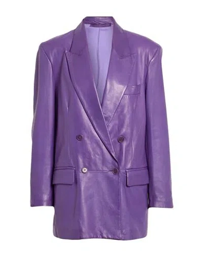 Salvatore Santoro Woman Blazer Purple Size 6 Ovine Leather