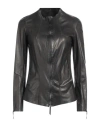 Salvatore Santoro Woman Overcoat Black Size 8 Ovine Leather In Black