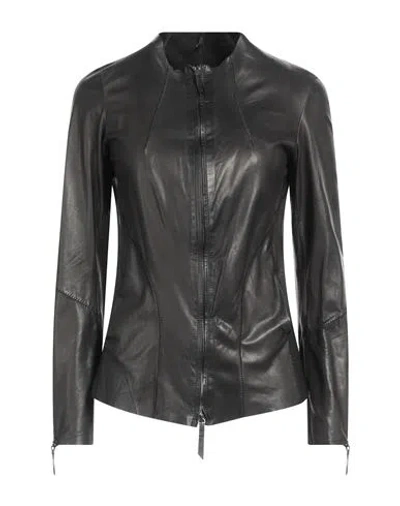 Salvatore Santoro Woman Overcoat Black Size 8 Ovine Leather