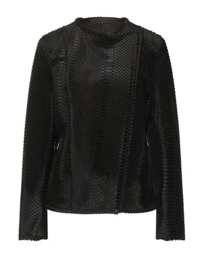 Salvatore Santoro Woman Jacket Dark Brown Size 8 Ovine Leather