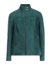 SALVATORE SANTORO SALVATORE SANTORO WOMAN JACKET DEEP JADE SIZE 8 OVINE LEATHER