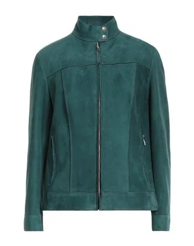 Salvatore Santoro Woman Jacket Deep Jade Size 8 Ovine Leather In Green