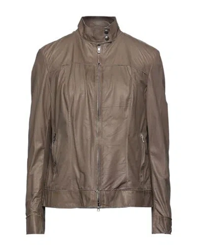 Salvatore Santoro Woman Jacket Khaki Size 6 Ovine Leather In Beige