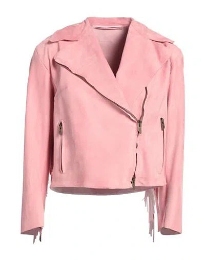 Salvatore Santoro Woman Jacket Pink Size 6 Ovine Leather