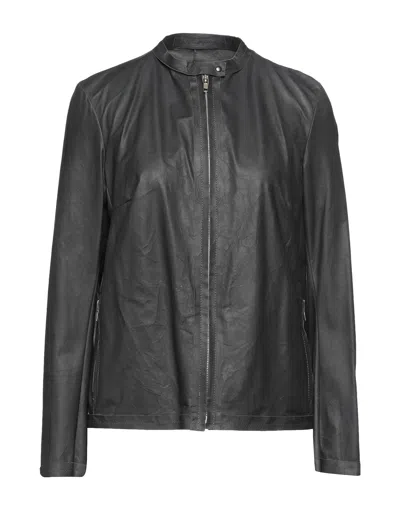 Salvatore Santoro Woman Jacket Steel Grey Size 8 Ovine Leather