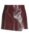 Salvatore Santoro Woman Mini Skirt Burgundy Size 6 Ovine Leather In Brown