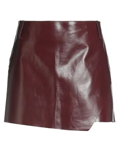 Salvatore Santoro Woman Mini Skirt Burgundy Size 6 Ovine Leather In Red