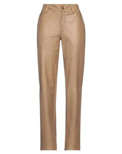 Salvatore Santoro Woman Pants Camel Size 6 Ovine Leather In Beige