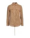 Salvatore Santoro Woman Shirt Camel Size 8 Ovine Leather In Beige