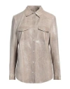 Salvatore Santoro Woman Shirt Grey Size 8 Ovine Leather In Grey