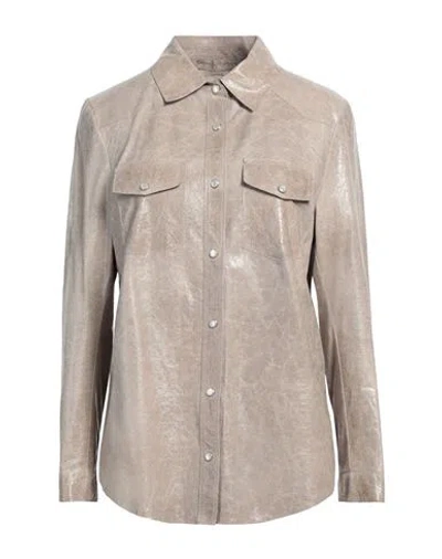 Salvatore Santoro Woman Shirt Grey Size 8 Ovine Leather