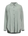 Salvatore Santoro Woman Shirt Sage Green Size 8 Ovine Leather In Sage Green