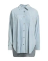 Salvatore Santoro Woman Shirt Sky Blue Size 2 Ovine Leather