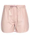 Salvatore Santoro Woman Shorts & Bermuda Shorts Blush Size 6 Ovine Leather In Pink