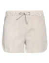 Salvatore Santoro Woman Shorts & Bermuda Shorts Grey Size 4 Ovine Leather
