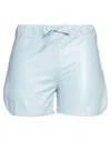 Salvatore Santoro Woman Shorts & Bermuda Shorts Sky Blue Size 4 Ovine Leather