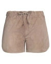 Salvatore Santoro Woman Shorts & Bermuda Shorts Taupe Size 6 Ovine Leather In Grey