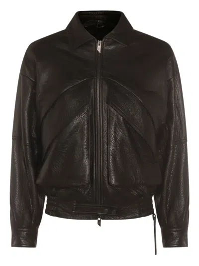 SALVATORE SANTORO ZIP-FRONT PANELLED LEATHER JACKET