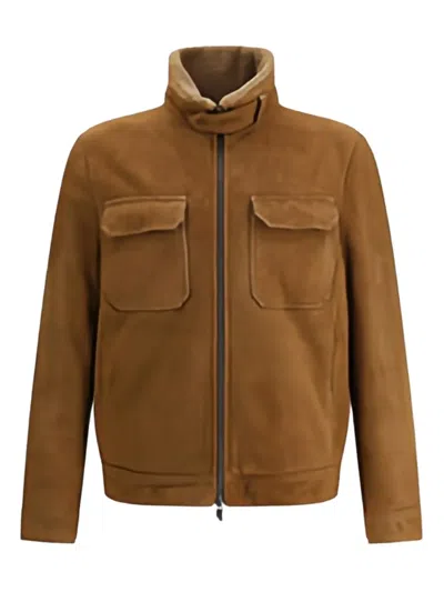 SALVATORE SANTORO ZIP-FRONT SUEDE JACKET