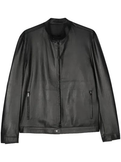 Salvatore Santoro Zip-up Leather Jacket In Blue