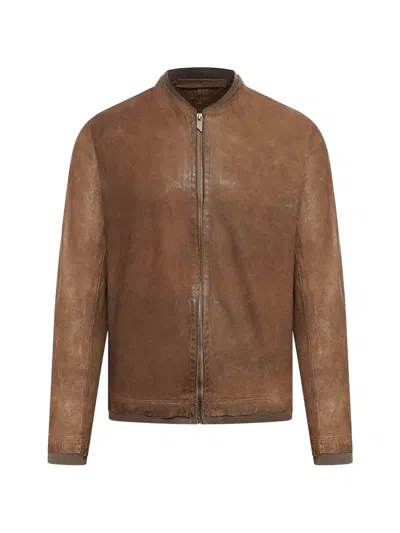 Salvatore Santoro Zip-up Leather Jacket In Brown