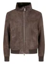 Salvatore Santoro Brown Sheep Skin Jacket With High Collar And Zipper Closure In Brown