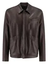 Salvatore Santoro Zipped-cuff Leather Jacket In Brown