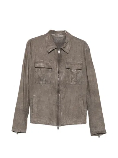 Salvatore Santoro Zip-up Leather Jacket In Gray