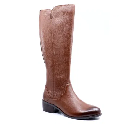 Salvia Gilly Calf-high Boot In Pebble Cuoio In Brown
