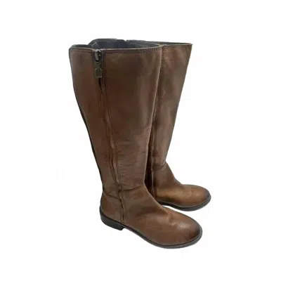 Salvia Women's Nell Tall Side Zip Boots In Cognac Butter Nappa In Brown