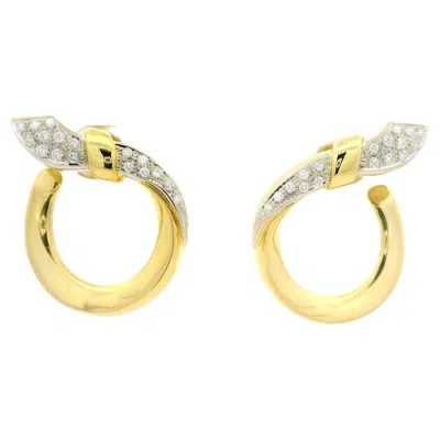 Pre-owned Salvini By Damiani 18k Two Tone Gold 0.34ctw Diamond Wrap Snake Earrings In Multi