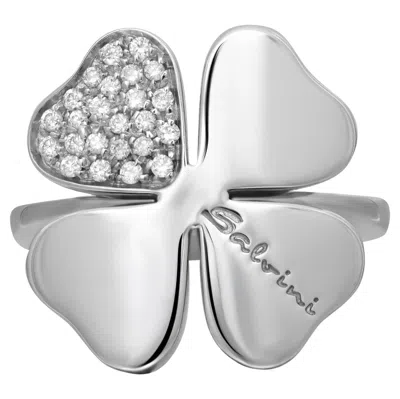 Pre-owned Salvini Floral Diamond Cocktail Ring 18k White Gold 0.19cttw Size 7.25