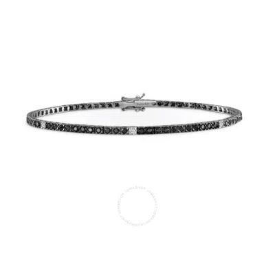 Salvini Ladies White Gold Tennis Bracelet With Diamonds And Black Diamonds