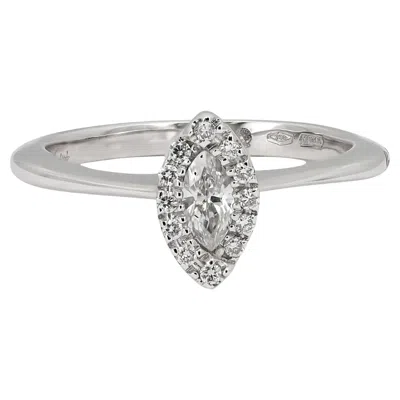 Pre-owned Salvini Marquise & Round Diamond Halo Engagement Ring 0.20ctw 18k White Gold