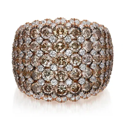 Pre-owned Salvini Pave Set White & Brown Diamond Ladies Cocktail Ring 18k Rose Gold Size 7