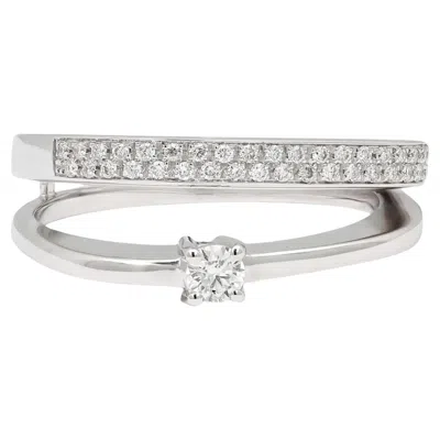 Pre-owned Salvini Round Cut Diamond Band Ring 0.25ctw 18k White Gold Size 6.5