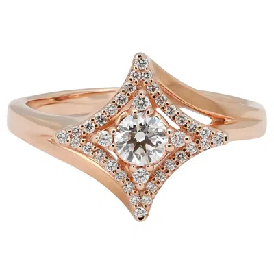 Pre-owned Salvini Round Cut Diamond Halo Engagement Ring 0.30ctw 18k Rose Gold Size 6.5 In Red