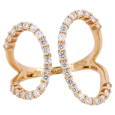 Pre-owned Salvini Round Cut Diamond Open Style Wrap Ring 18k Rose Gold Size 5.75 In Red