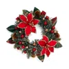 Salzburg Creations 4 Regal Poinsettia Candle Wreath Ring In Multi