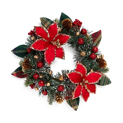 Salzburg Creations 4 Regal Poinsettia Candle Wreath Ring In Multi